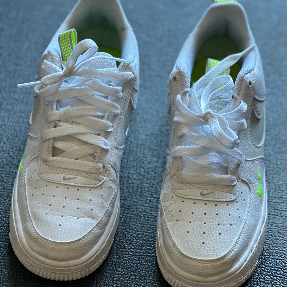 Nike White and Neon Green Sneakers